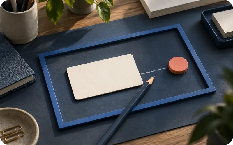 A test card and a marked route on a blue tray.
